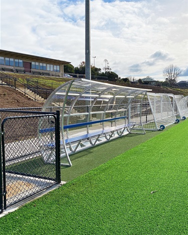 Shelters will protect players and coaches from the weather.