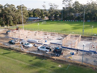 The slab has been poured and the frame is going up at Bellbird Park.