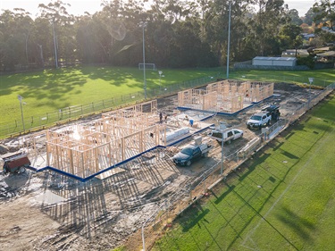 The slab has been poured and the frame is going up at Bellbird Park.