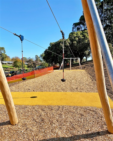 Lift your feet up on the flying fox!