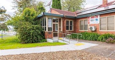 The completed entrance to the building