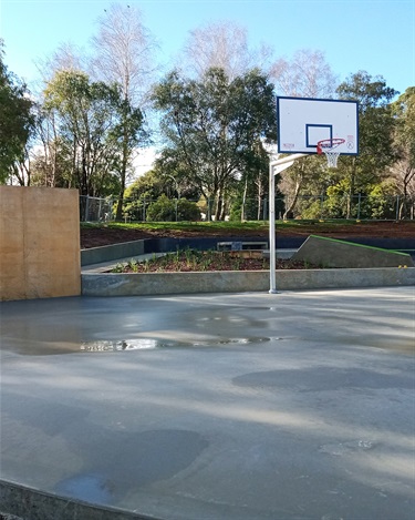 The skate park is nearing completion, with safety rails and peripheral items to be installed.