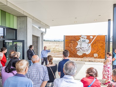 Club and family members learn about the artist panel