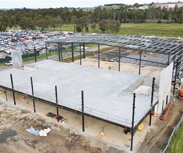 The aerial view shows the size of the expansion project