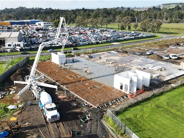 The second slab has been poured and steel frames will soon arrive on site