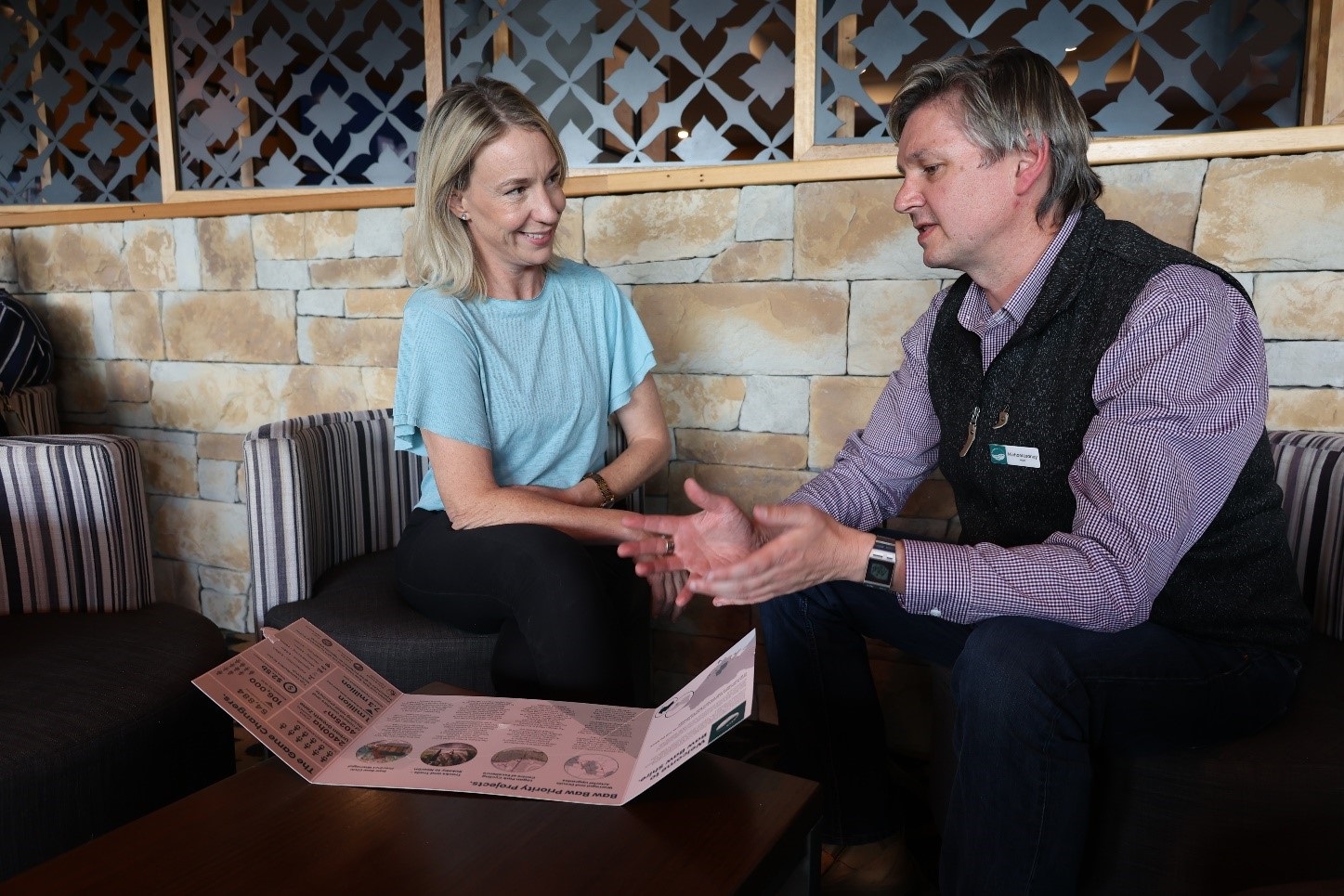 Voices for Monash candidate Deb Leonard discusses Baw Baw Shire Council's advocacy priorities with Mayor Michael Leaney.