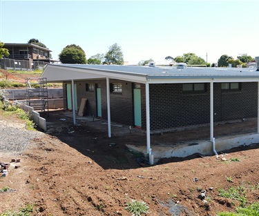 Framing, roofing and cladding is complete for the extension