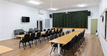 The main hall has been refreshed with new doors and paint