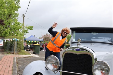 President of Committe for Drouin Jeannie Haughton having a laugh